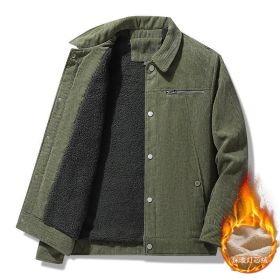 Winter Slim Retro Lapels Thick Corduroy Jacket (Option: Army Green-XXXL)